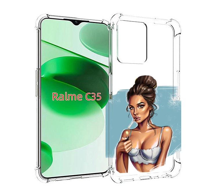 

Чехол MyPads девушка-с-зажигалкой для Realme C35 / Narzo 50A Prime, Прозрачный, Tocco