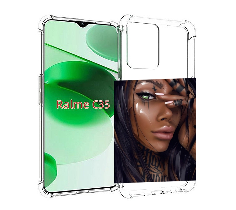 

Чехол MyPads девушка-с-зелеными-глазами-яркими для Realme C35 / Narzo 50A Prime, Прозрачный, Tocco
