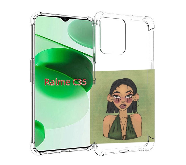 

Чехол MyPads девушка-с-каре-и-тату для Realme C35 / Narzo 50A Prime, Прозрачный, Tocco