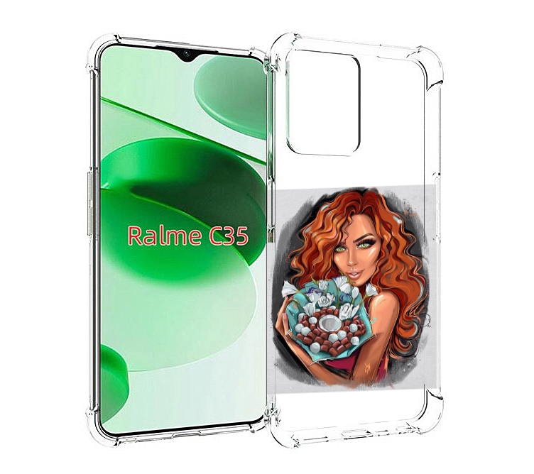 

Чехол MyPads девушка-с-кокосовым-букетом женский для Realme C35 / Narzo 50A Prime, Прозрачный, Tocco