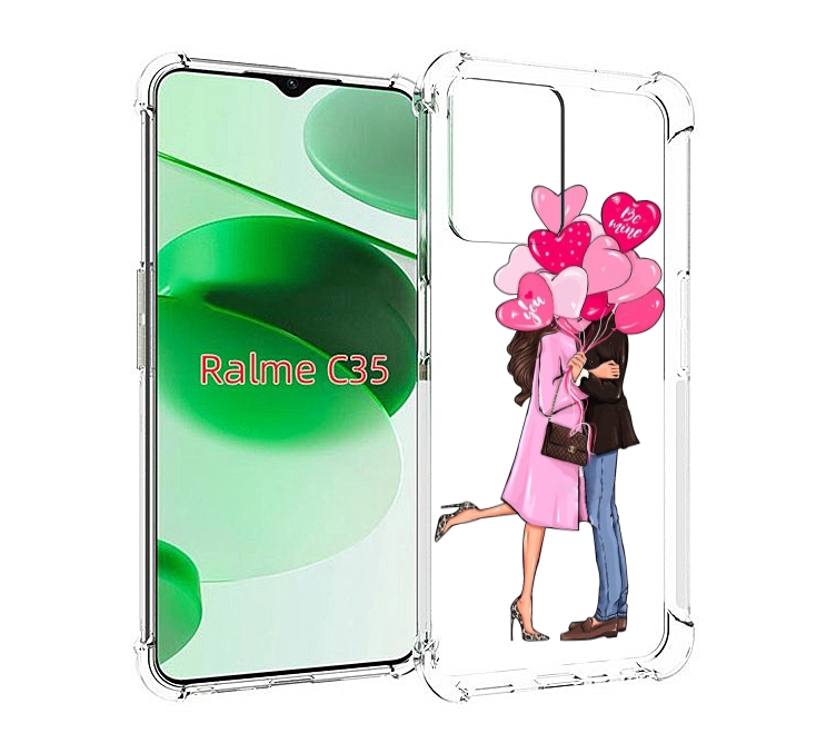 

Чехол MyPads девушка-с-парнем-сердечки женский для Realme C35 / Narzo 50A Prime, Прозрачный, Tocco