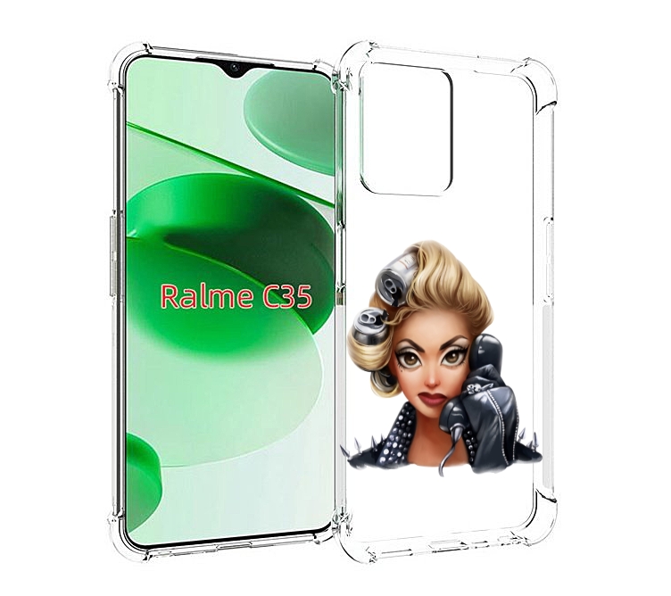 

Чехол MyPads девушка-смайлик-с-телефоном женский для Realme C35 / Narzo 50A Prime, Прозрачный, Tocco