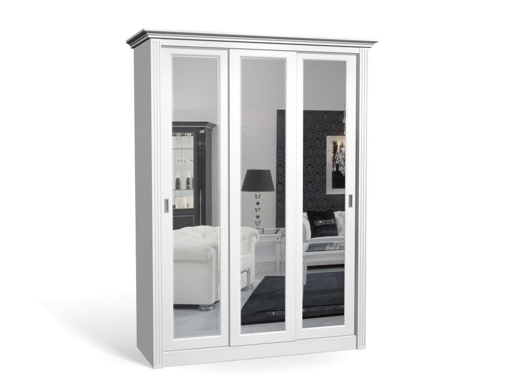 

Шкаф-купе Классика-2 МДФ для одежды с зеркалом трёхдверный 170x230x70 Мегамебель, Белый, Классика-2