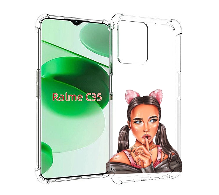 

Чехол MyPads девушка-тихо женский для Realme C35 / Narzo 50A Prime, Прозрачный, Tocco