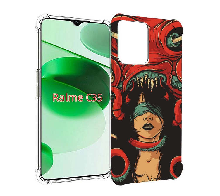 

Чехол MyPads девушку-съедает-осьминог для Realme C35 / Narzo 50A Prime, Прозрачный, Tocco