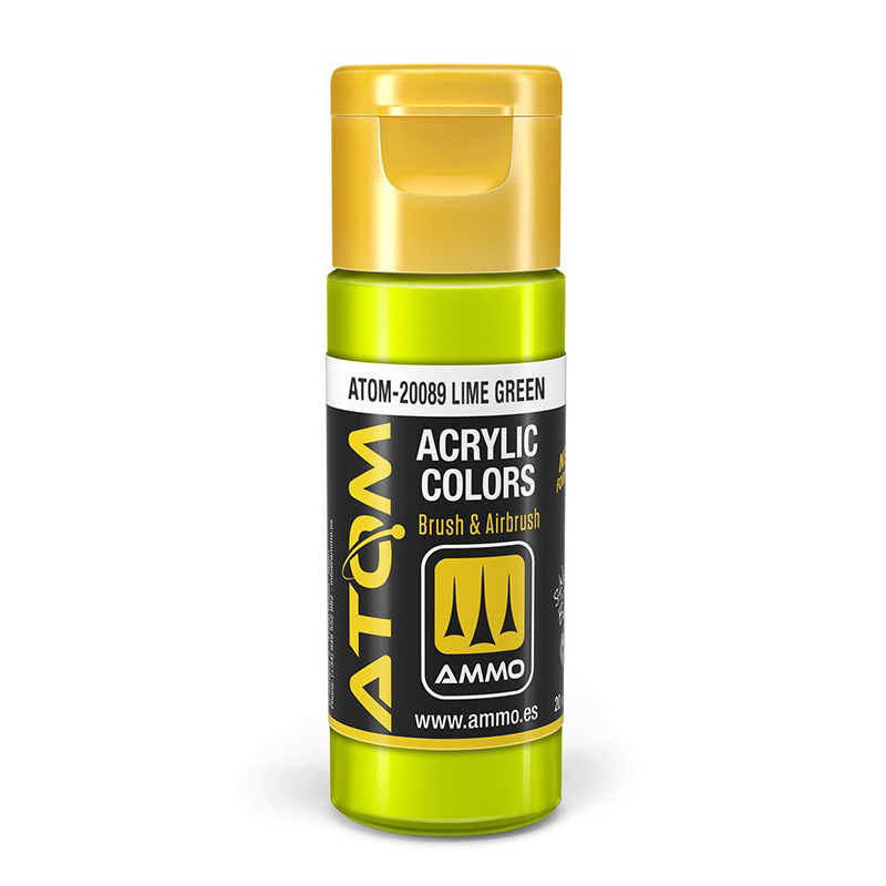 

Акриловая краска Ammo Mig Atom ColorЗеленый лайм Lime Green ATOM20089, Зеленый лайм