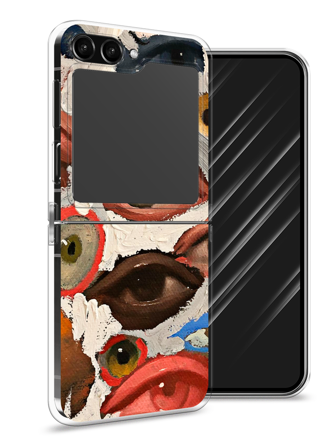 

Чехол Awog на Samsung Galaxy Z Flip 5 "Глаза масляная живопись", Серый;бежевый;красный, 2108350-7
