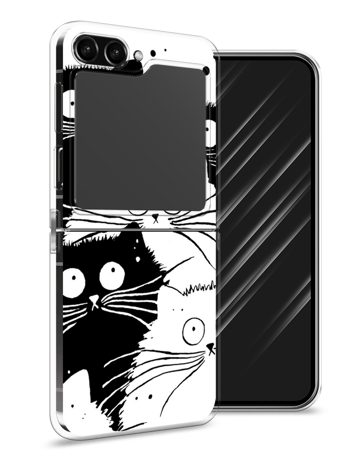 

Чехол Awog на Samsung Galaxy Z Flip 5 "Коты черно-белые", Черный;белый, 2108350-2