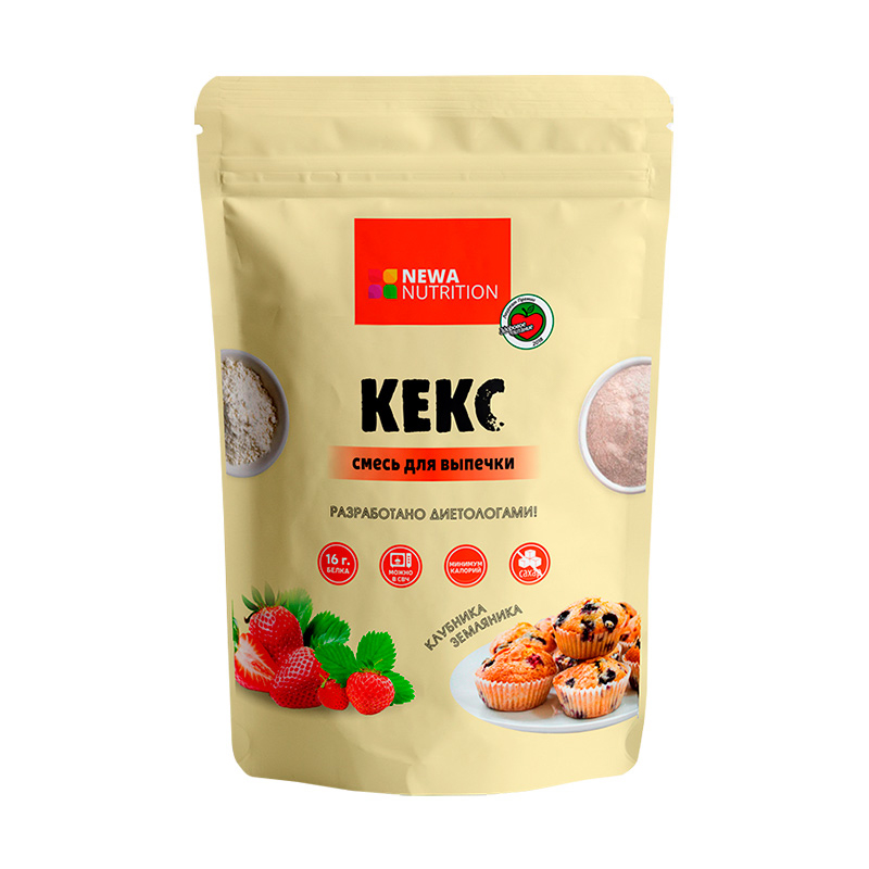 

Смесь для приготовления Newa Nutrition Кекс 200 г клубника/земляника, Кекс