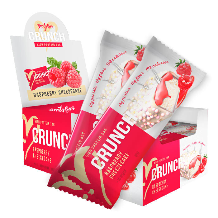 фото Протеиновые батончики bootybar crunch bar 60 г х 16 шт малиновый чизкейк