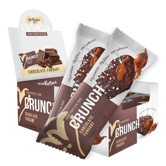 фото Протеиновые батончики bootybar crunch bar 60 г х 16 шт шоколадный фондан