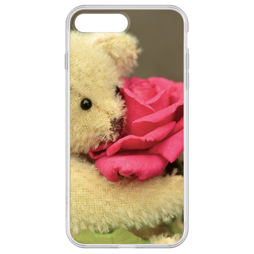 

Чехол-накладка Krutoff Clear Case Медвежонок с розой для iPhone 7 Plus, Прозрачный