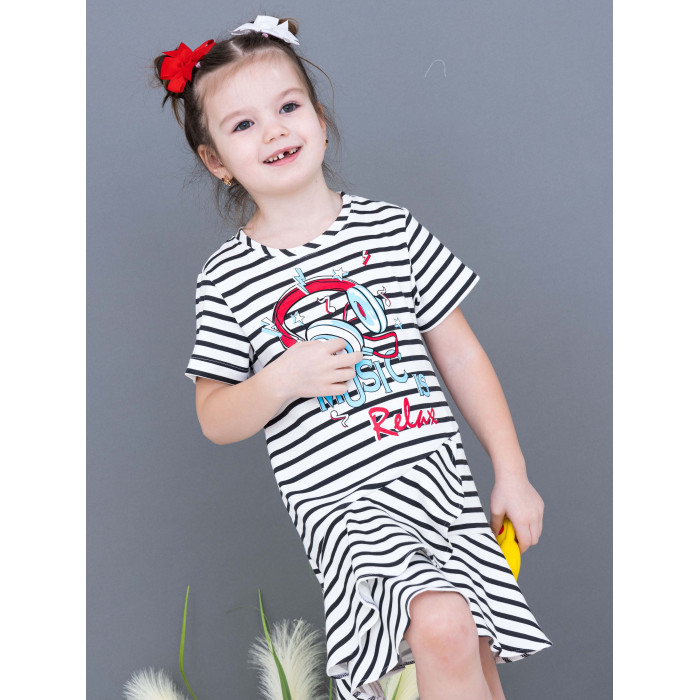 Платье детское Мелонс 1330988, белый, черный, 128 волан нейлон lonex 500 4 г белый 6 шт