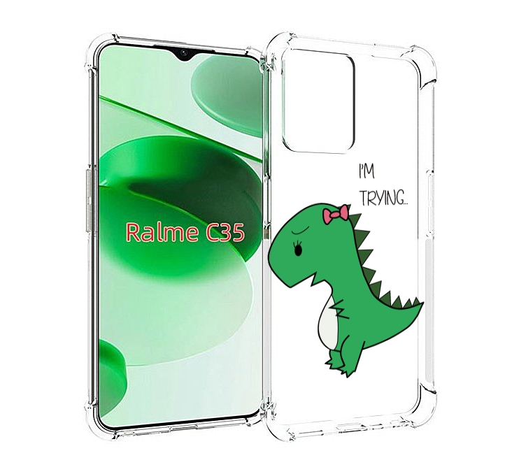 

Чехол MyPads динозаврик-девочка для Realme C35 / Narzo 50A Prime, Прозрачный, Tocco