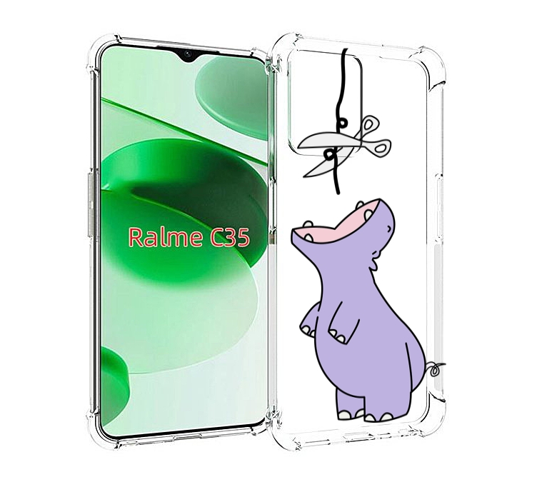 

Чехол MyPads динозаврик-фиолетовый для Realme C35 / Narzo 50A Prime, Прозрачный, Tocco