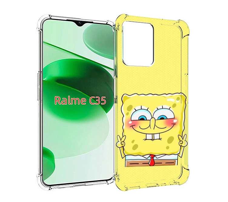 

Чехол MyPads довольный милый спанчбоб для Realme C35 / Narzo 50A Prime, Прозрачный, Tocco