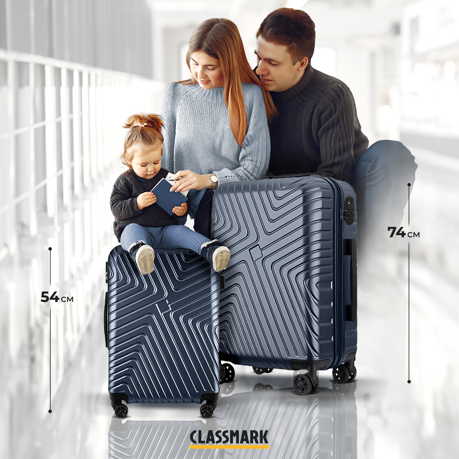 Комплект чемоданов унисекс Classmark 202209014001 темно-синий, S/L