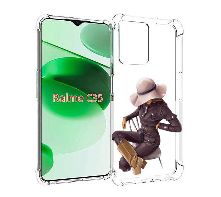 

Чехол MyPads загадочная-девушка-в-костюме женский для Realme C35 / Narzo 50A Prime, Прозрачный, Tocco