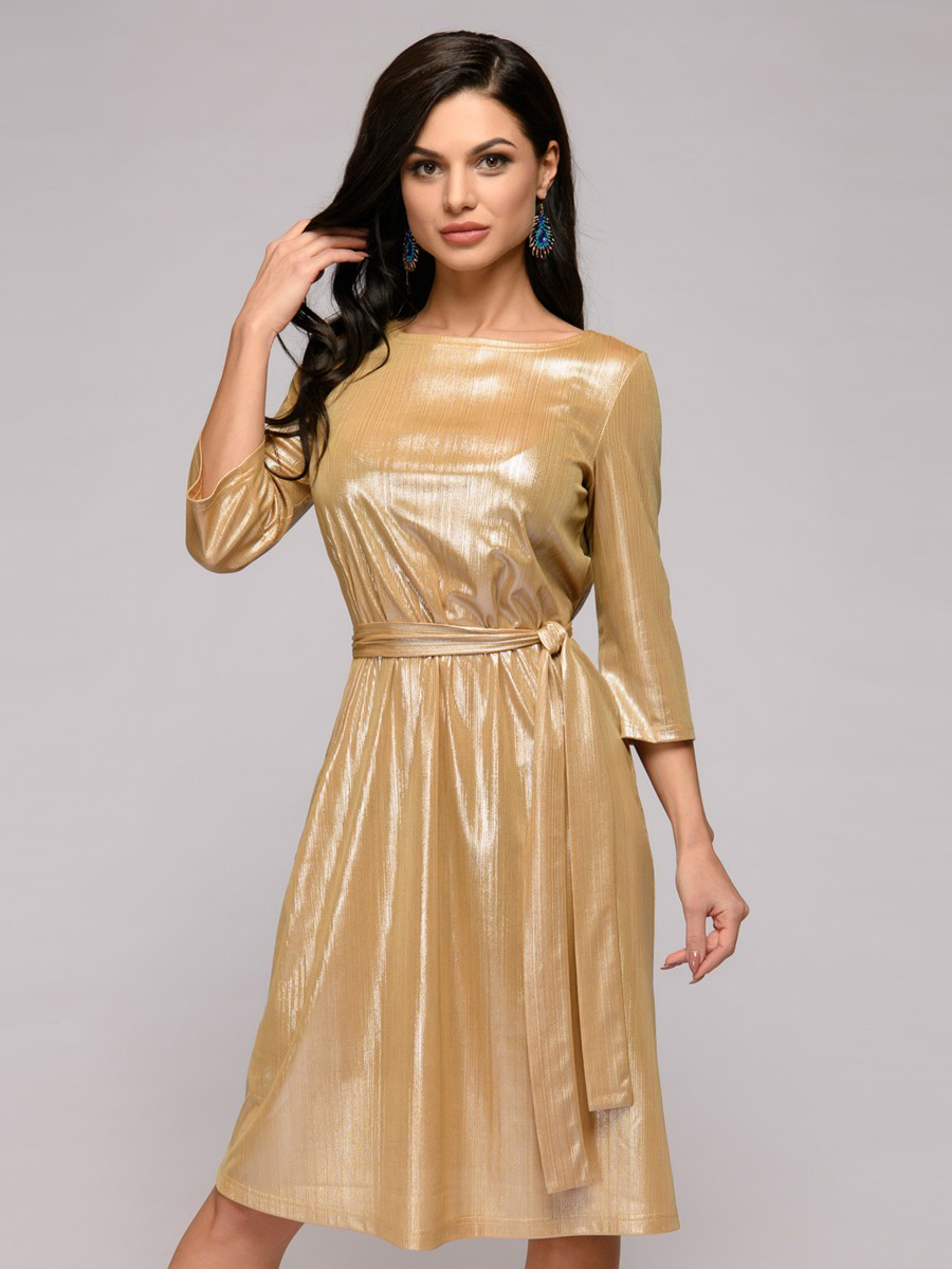 фото Платье женское 1001dress dm01407ly золотистое 40