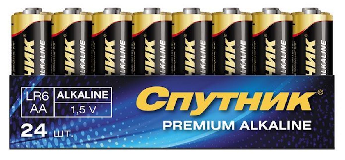 Батарейка алкалиновая СПУТНИК LR6/4S/24 PREMIUM ALKALINE 24 шт.