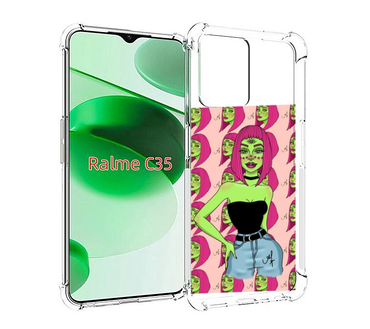 

Чехол MyPads зеленая-девушка-с-глазом женский для Realme C35 / Narzo 50A Prime, Прозрачный, Tocco