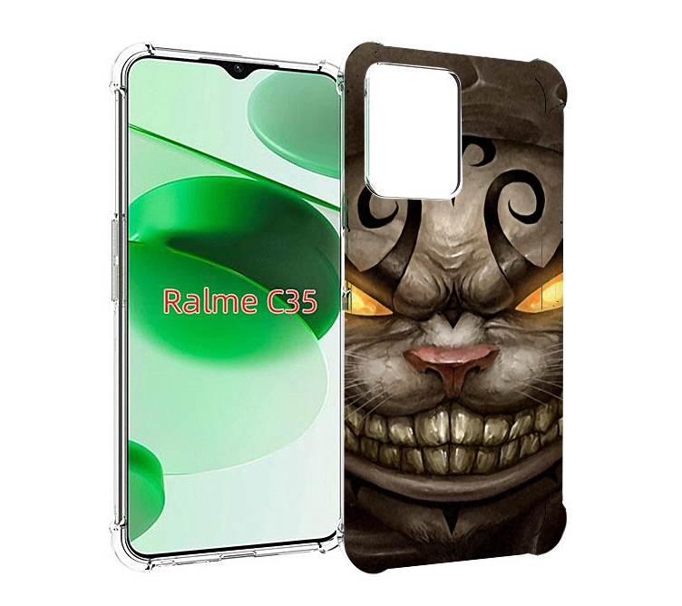 

Чехол MyPads злой котик с желтыми глазами для Realme C35 / Narzo 50A Prime, Прозрачный, Tocco