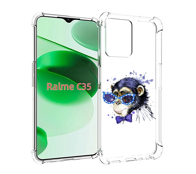 Чехол MyPads акварельная обезьяна для Realme C35 / Narzo 50A Prime