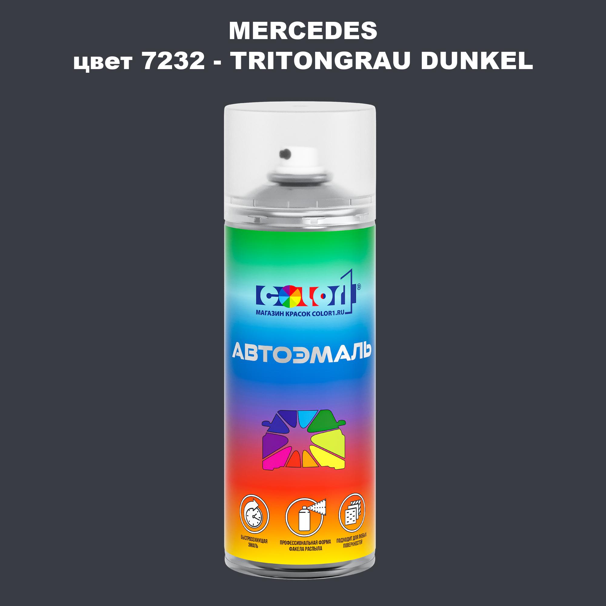 

Аэрозольная краска COLOR1 для MERCEDES, цвет 7232 - TRITONGRAU DUNKEL, Прозрачный