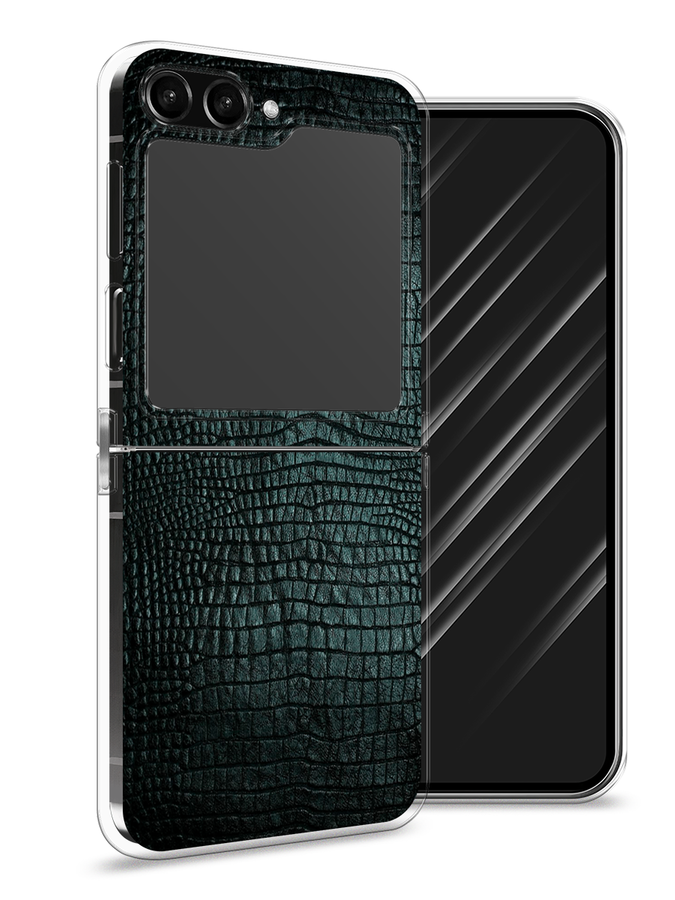 

Чехол Awog на Samsung Galaxy Z Flip 5 "Черная змея", Черный;серый;голубой, 2108350-3