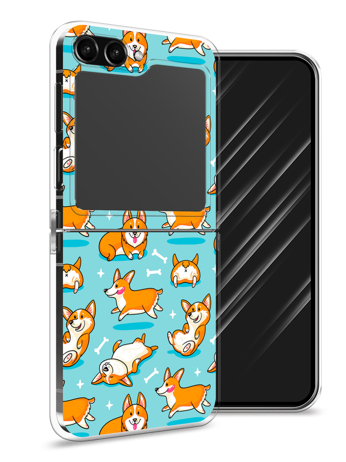 

Чехол Awog на Samsung Galaxy Z Flip 5 "Веселые корги", Коричневый, 2108350-2