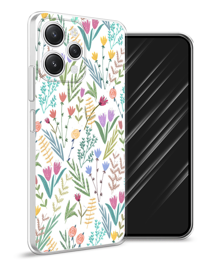 

Чехол Awog на Xiaomi Redmi 12 "Полевые цветы рисунок", Белый;зеленый, 319250-8