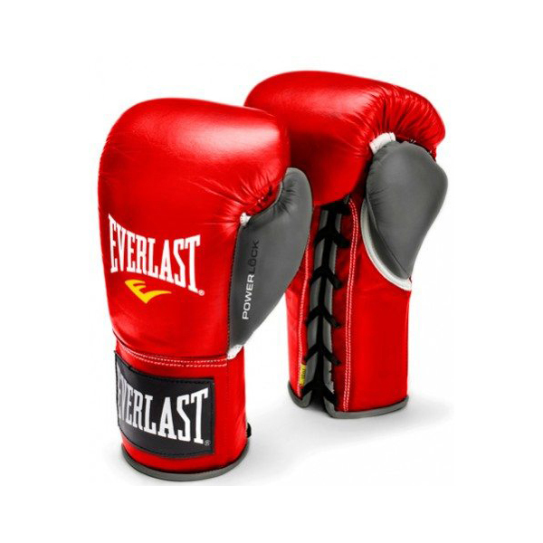 фото Перчатки боевые everlast powerlock 10oz красн/сер.