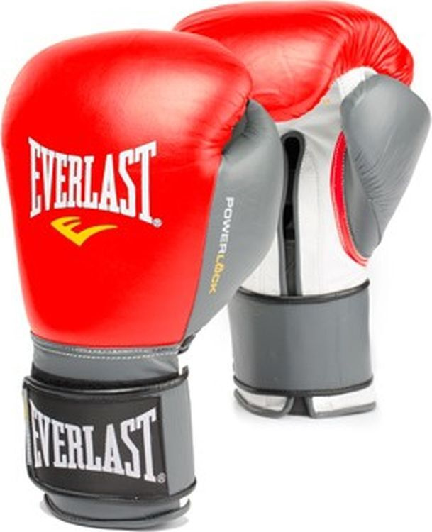 Боксерские перчатки Everlast Powerlock серо-красные, 12 унций