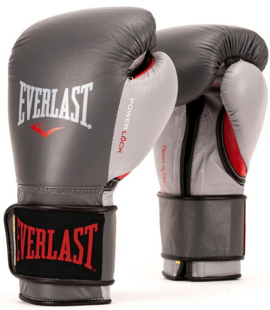Боксерские перчатки Everlast Powerlock серые, 14 унций