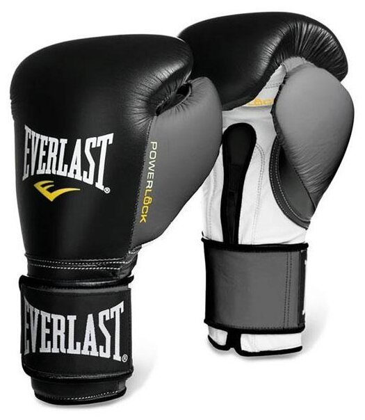 Боксерские перчатки Everlast Powerlock черно-серые, 14 унций