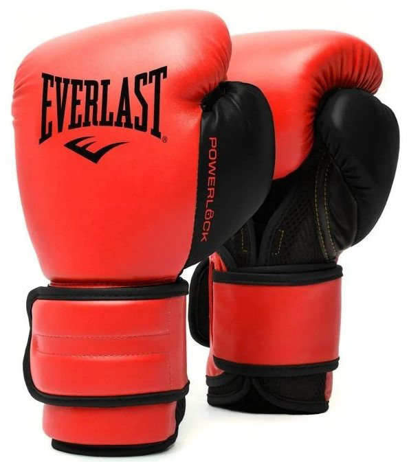 Боксерские перчатки Everlast Powerlock PU 2 красно-черные, 14 унций