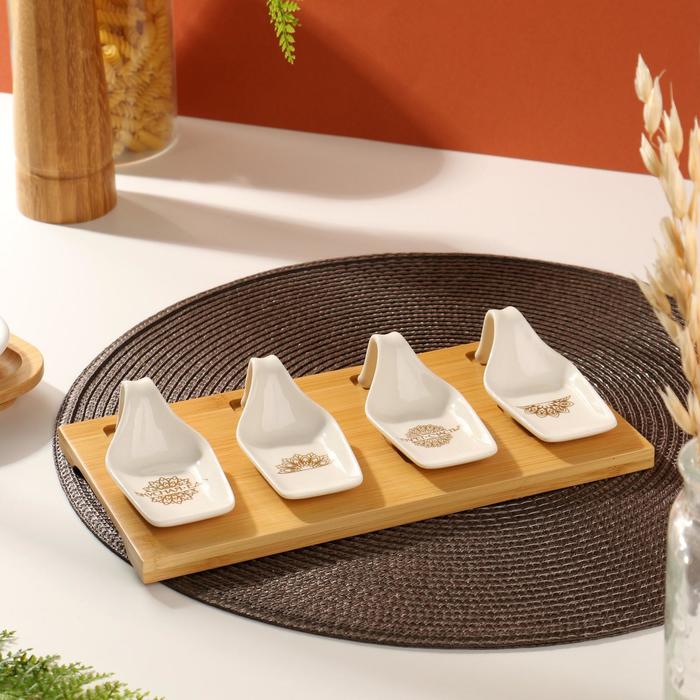 

Набор соусников на подставке «Секрет счастья», 4 шт, 25 х 12,5 см, ЭКО-посуда