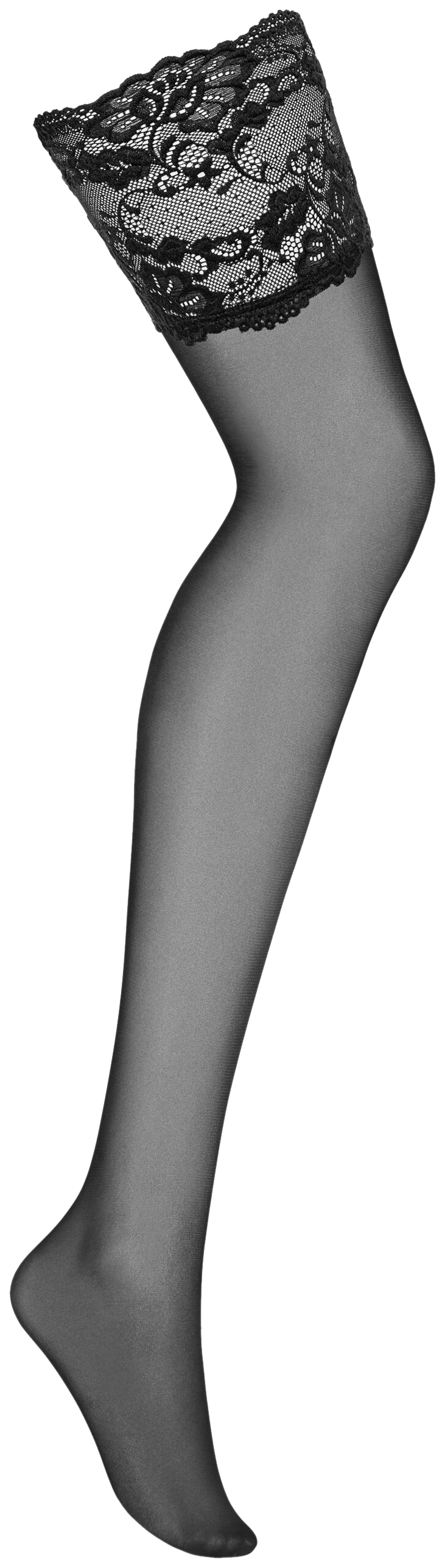 фото Obsessive чулки с широкой кружевной резинкой 810 stockings черные s/m
