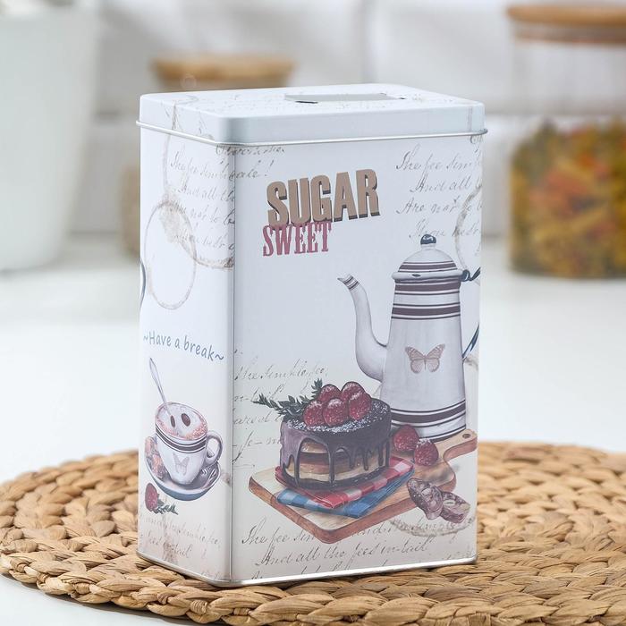 

Банка для сыпучих продуктов «Сахар», 18,5×12×8 см, с откидным носиком