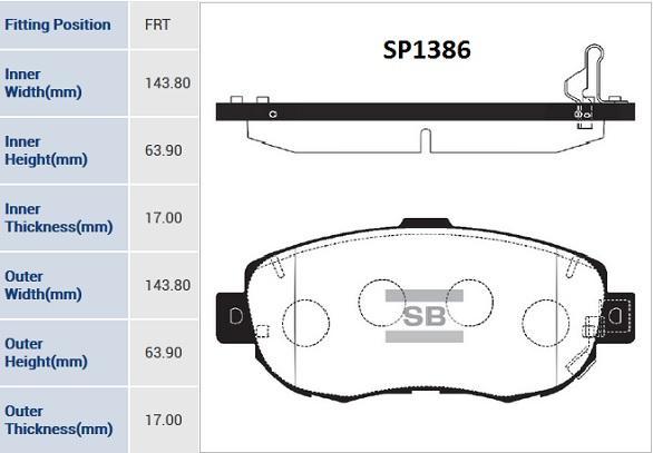 

Тормозные колодки Sangsin brake передние SP1386
