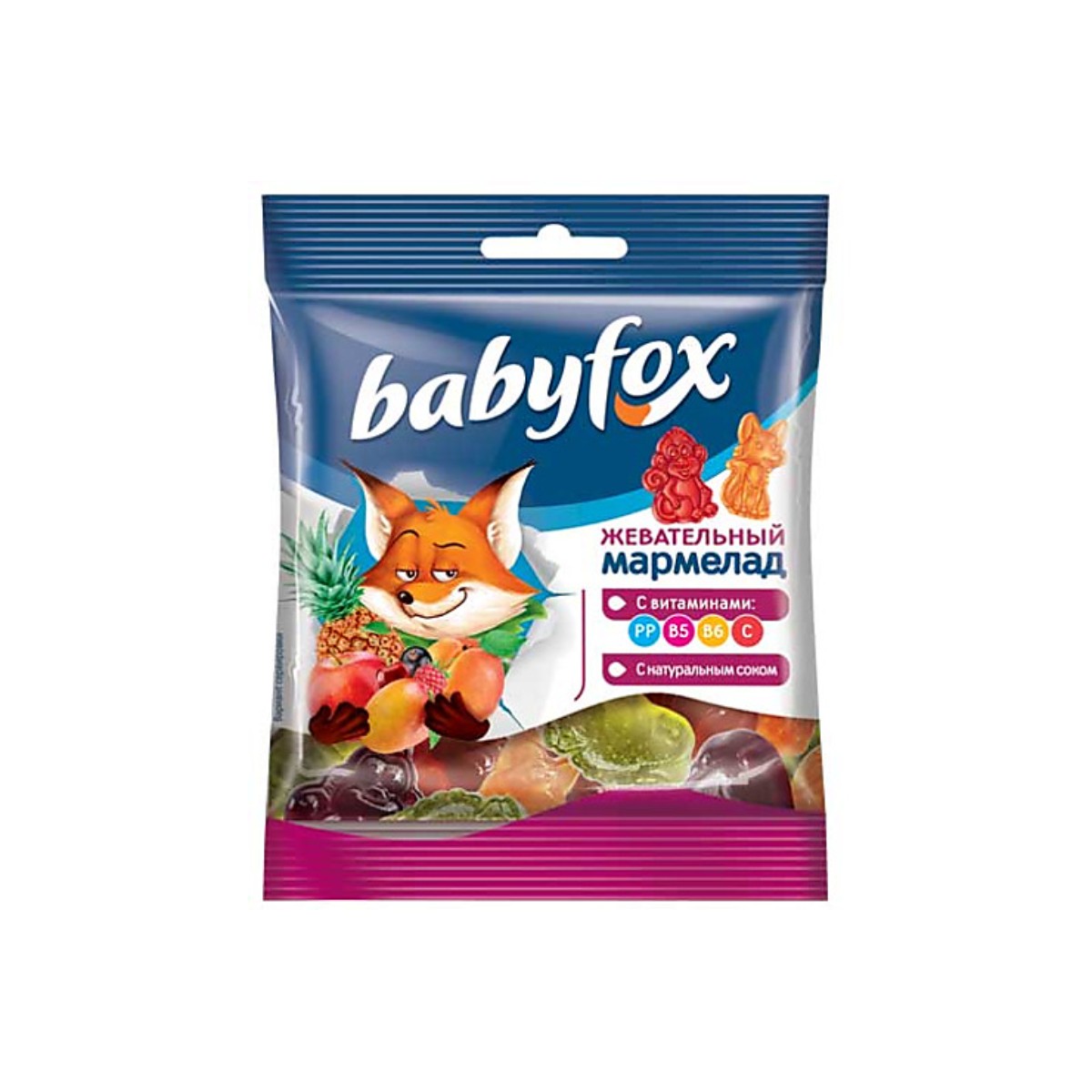 Мармелад BabyFox жевательный с соком ягод и фруктов, 15 шт по 30 г