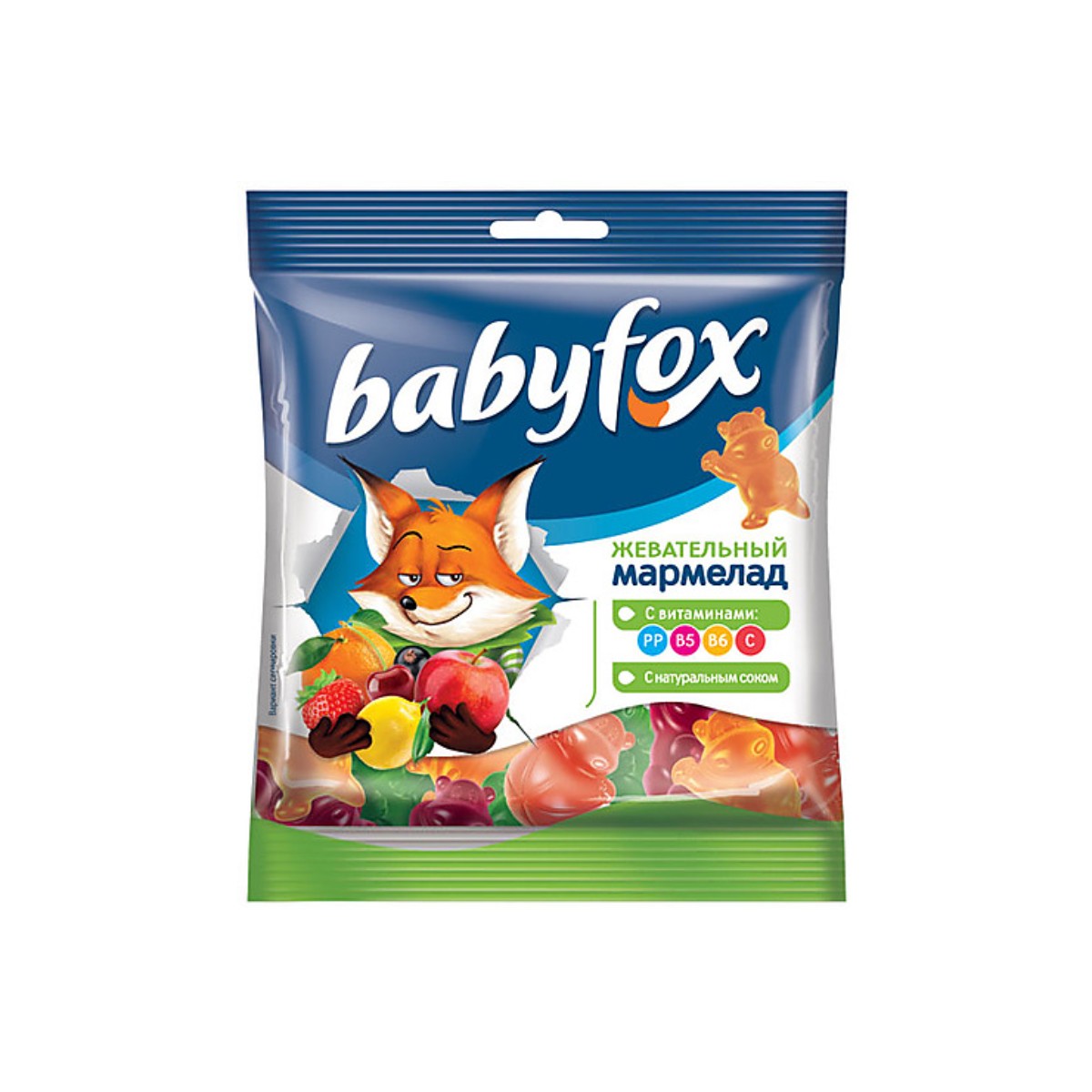 Мармелад BabyFox жевательный с соком ягод и фруктов, 6 шт по 70 г