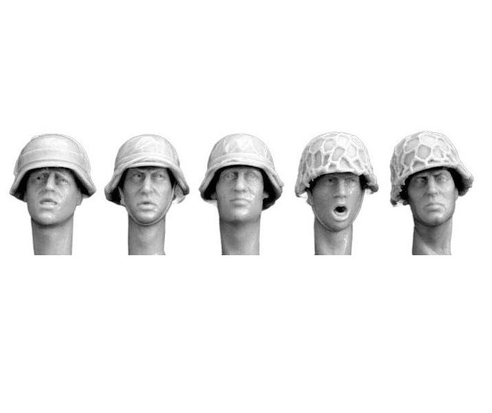 HGH20 5 more heads, German helmets with improvised covers