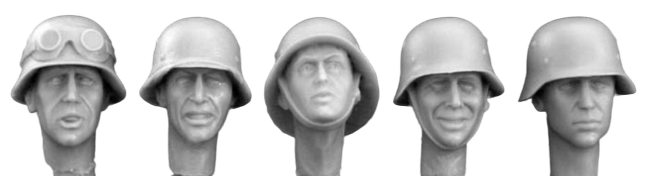 

HGH04 5 heads, Ger. WW2 steel helmets