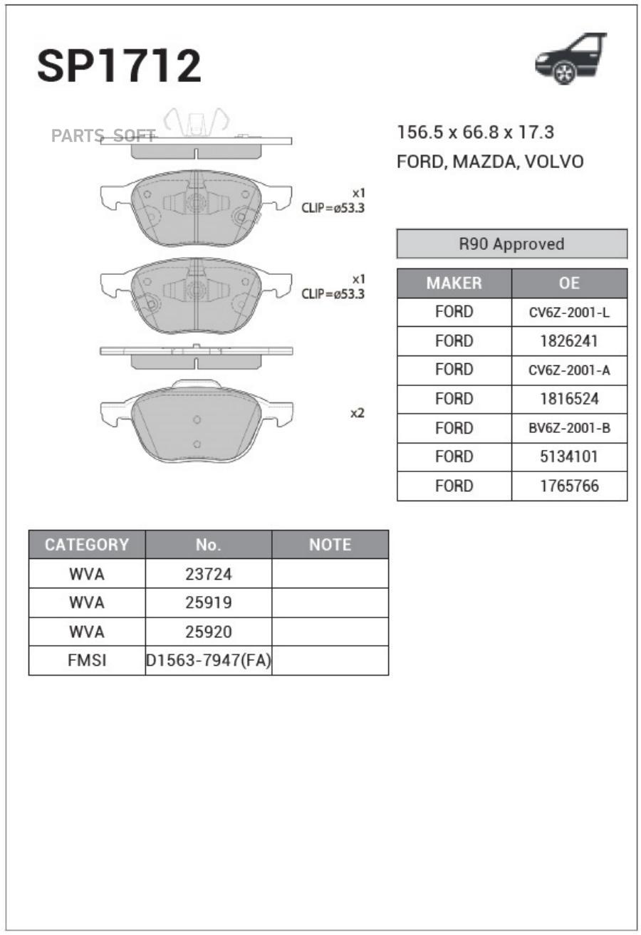 

Тормозные колодки Sangsin brake SP1712