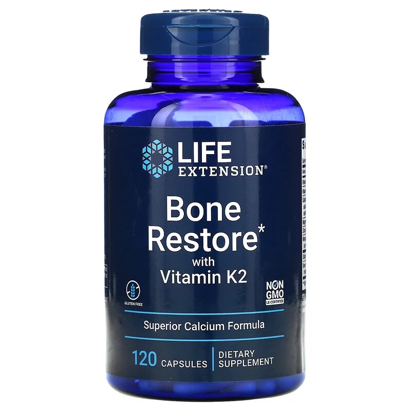 Life Extension Bone Restore with Vitamin K2 восстановление костей с витамином К2 120 капсу