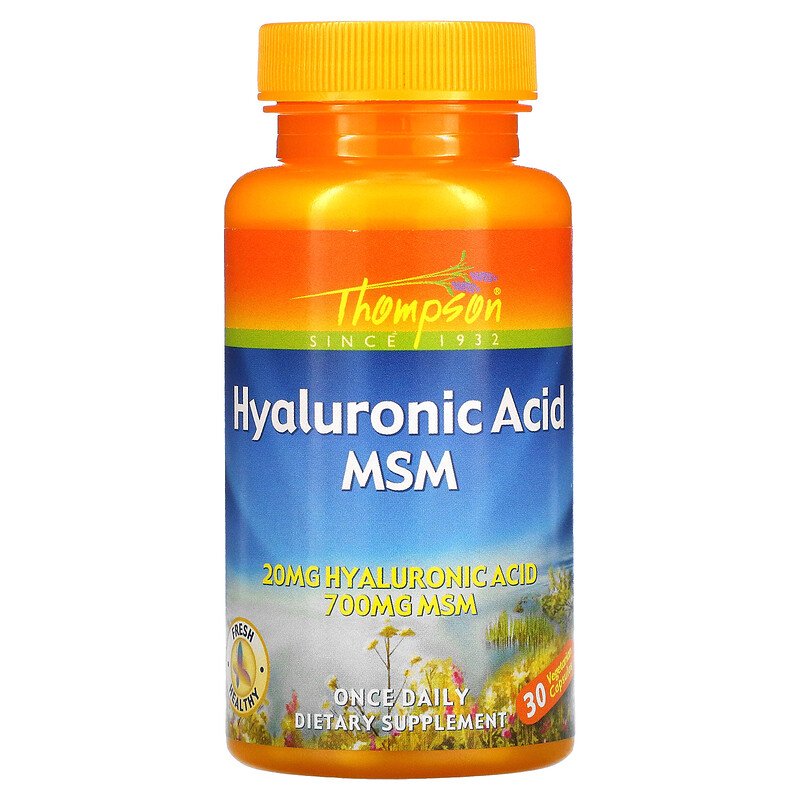 Аминокислота Thompson Hyaluronic Acid MSM Гиалуроновая кислота МСМ 30 вегетарианских капсу
