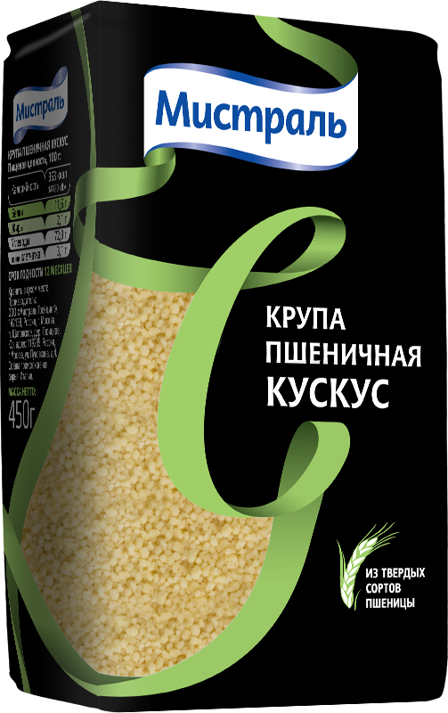 

Крупа пшеничная Мистраль Кускус из твердых сортов пшеницы 450 г, 6004913