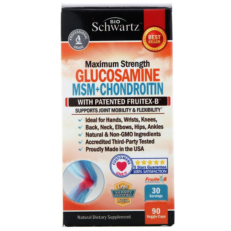 Глюкозамин и хондроитин BIoSchwarts Maximum Strength Glucosamine MSM+Chondroitin with Pate