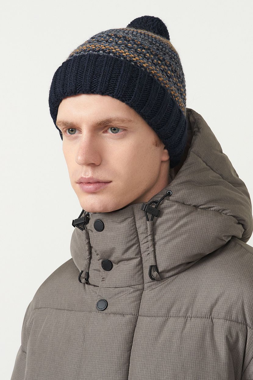 

Шапка мужская Baon B8423503 deep navy-beige, Синий, B8423503